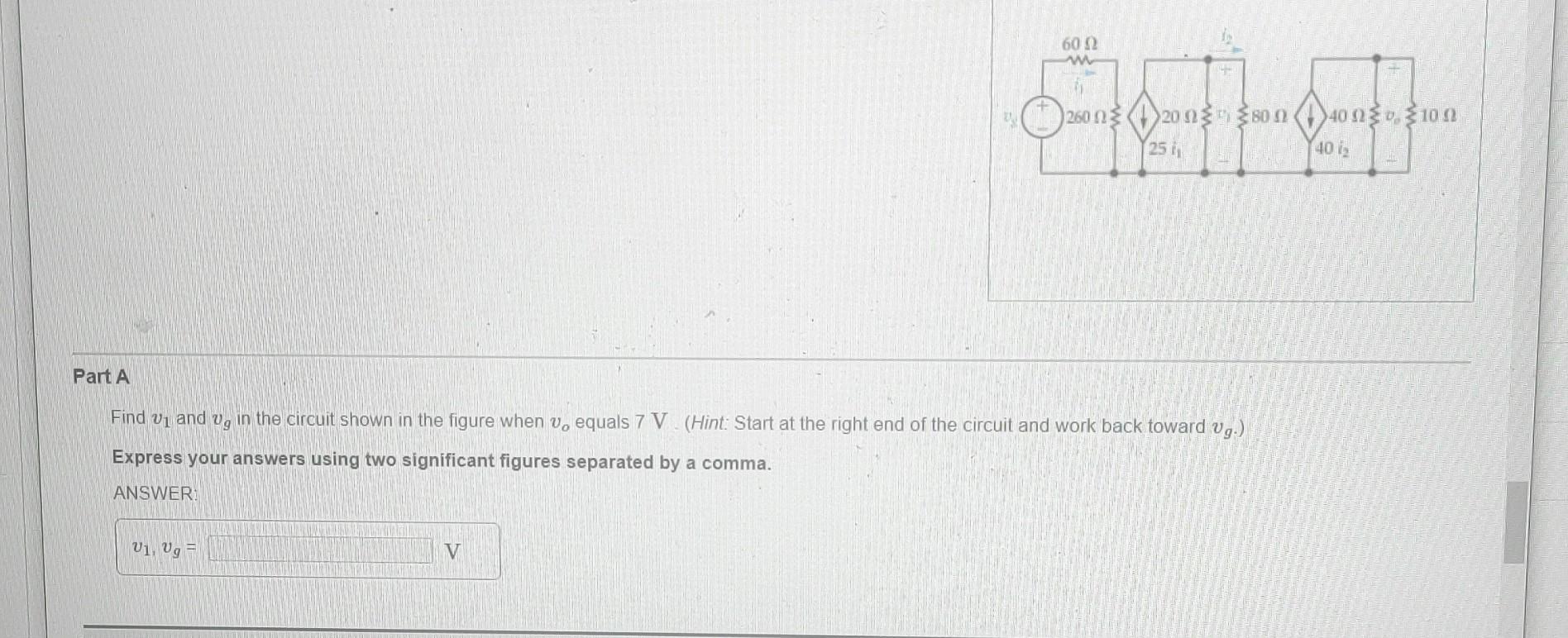 Solved Find V And Vg In The Circuit Shown In The Figure Chegg