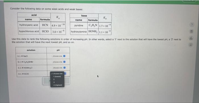 Solved Consider The Follawing Data On Some Weak Acids And Chegg