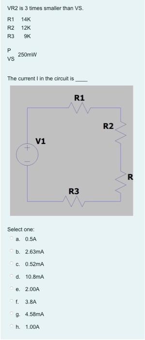 Solved VR2 Is 3 Times Smaller Than VS R1 14 K R2 12 K R3 9K Chegg