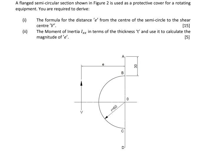 Solved A Flanged Semi Circular Section Shown In Figure 2 Is Chegg