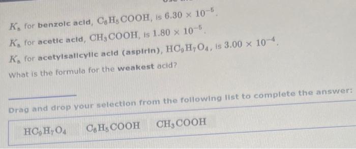 Solved K For Benzoic Acid C H Cooh Is K Chegg