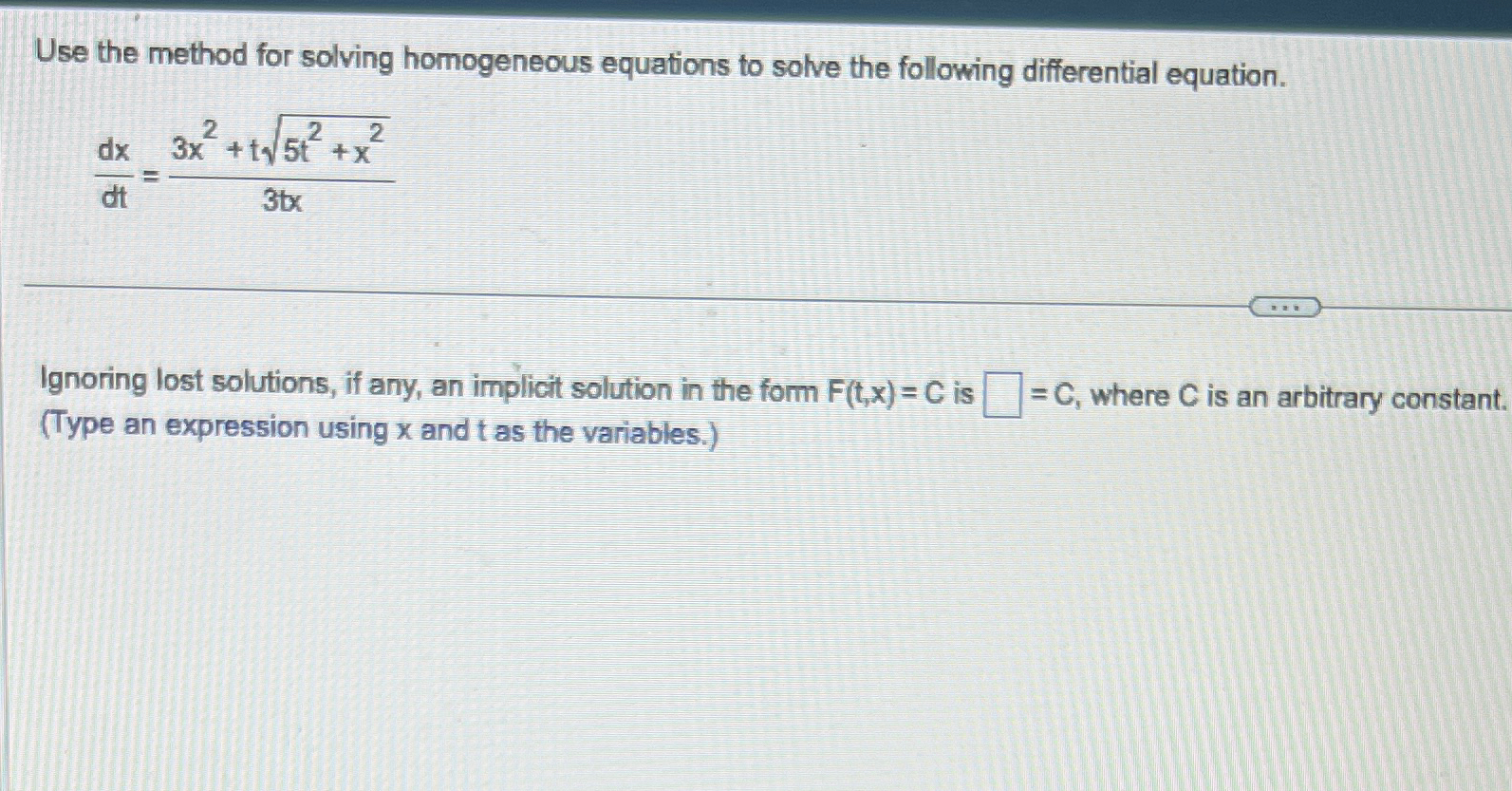 Solved Use The Method For Solving Homogeneous Equations To Chegg