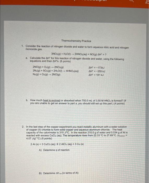 Solved Consider The Reaction Of Nitrogen Dioxide And Chegg