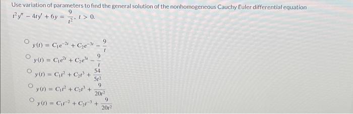 Solved Use Variation Of Parameters To Find The General Chegg