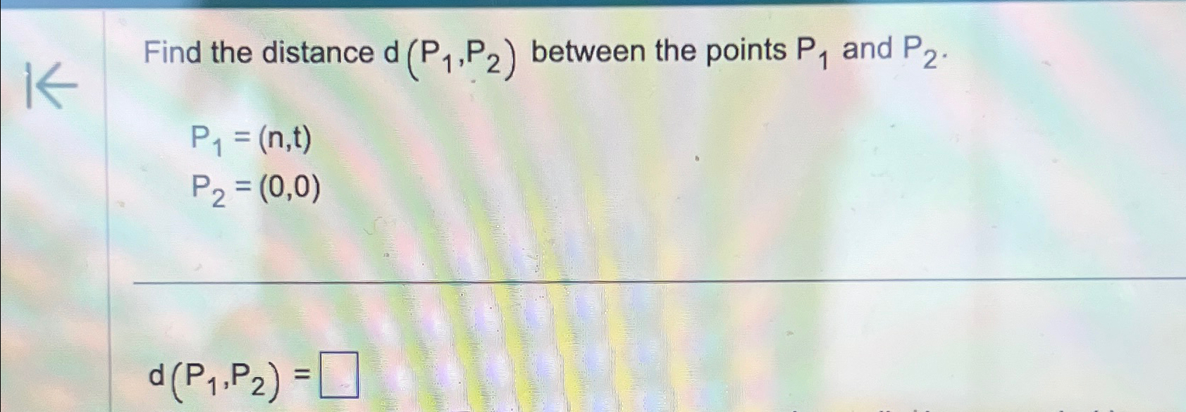 Solved Find The Distance D P1 P2 Between The Points P1 Chegg