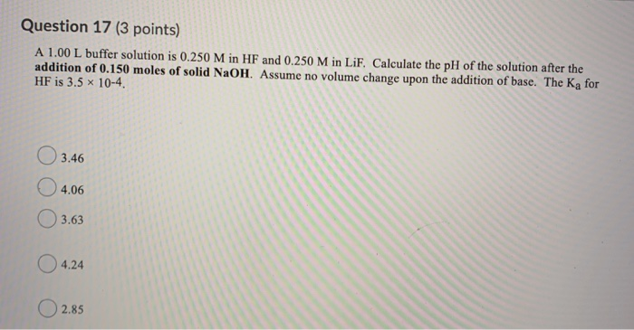 Solved Question Points A L Buffer Solution Is Chegg