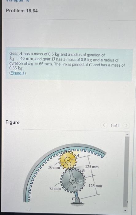 Solved Gear A Has A Mass Of Kg And A Radius Of Gyration Chegg