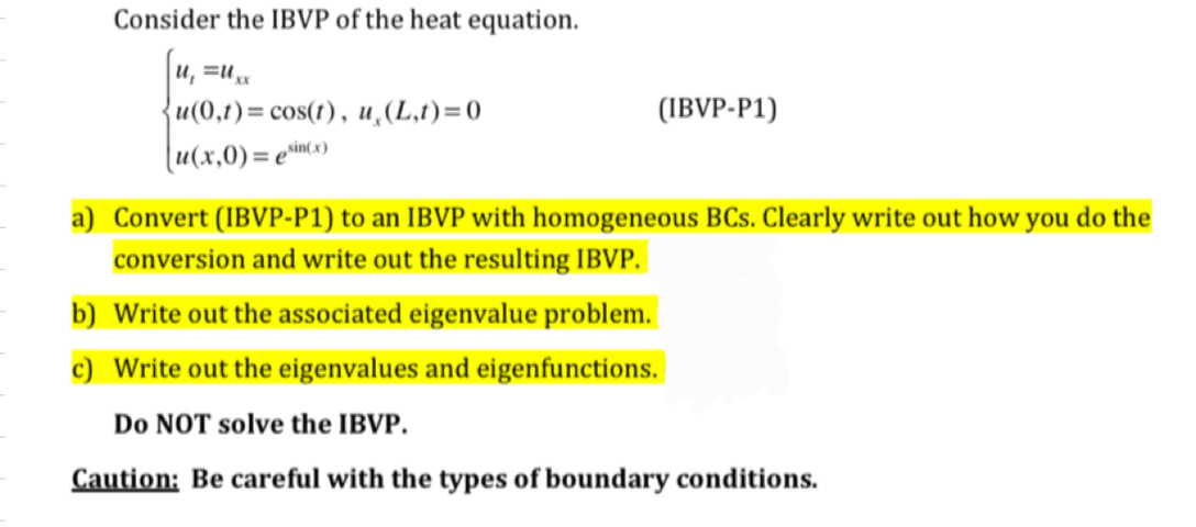 Solved Consider The Ibvp Of The Heat Chegg