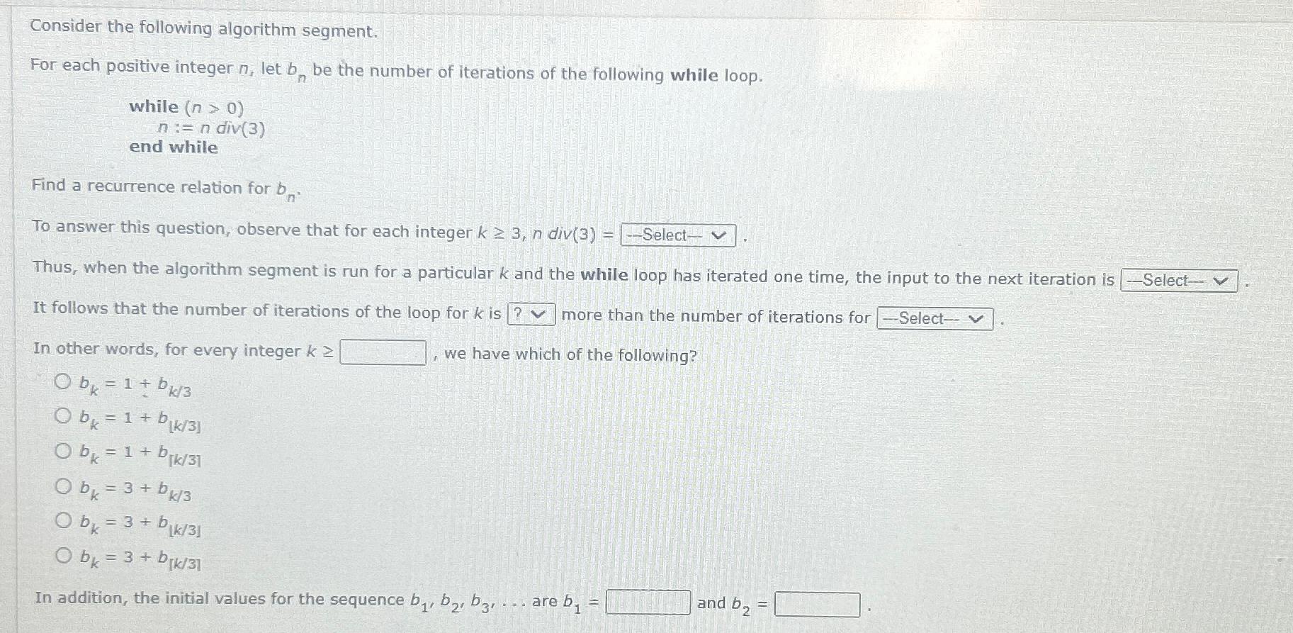 Solved Consider The Following Algorithm Segment For Each Chegg