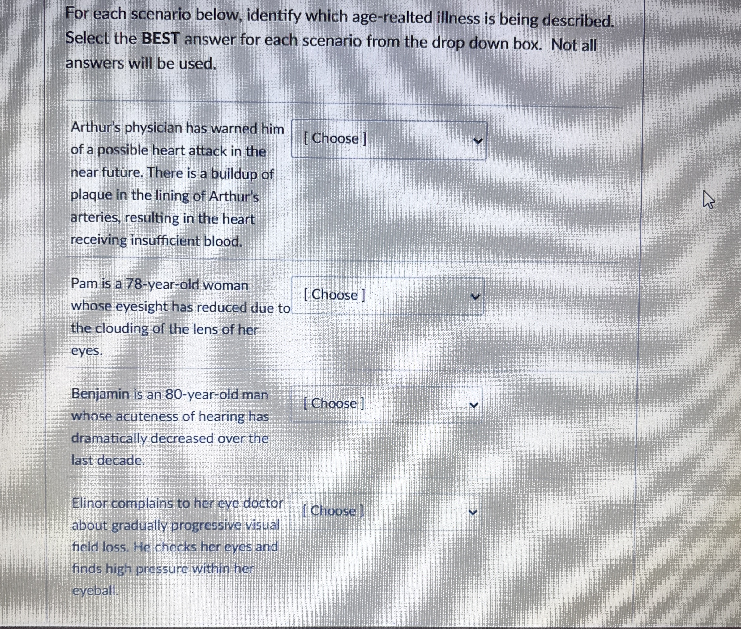 Solved For Each Scenario Below Identify Which Age Realted Chegg