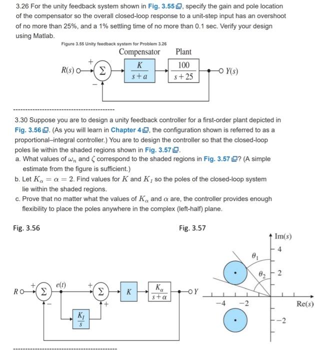 Solved 3 26 For The Unity Feedback System Shown In Fig 3 55 Chegg