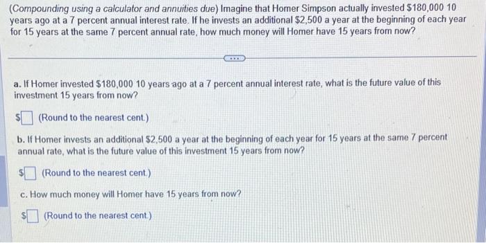 Solved Compounding Using A Calculator And Annuities Due Chegg