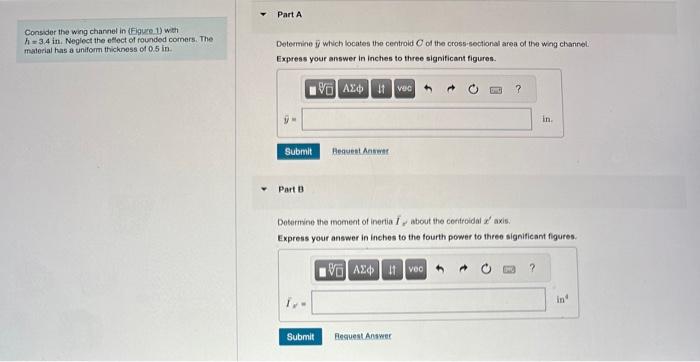 Solved Consider The Wing Chanel In Figure 1 Wh H 3 4in Chegg