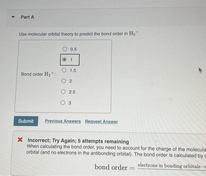 Solved Use Molecular Orbital Theory To Predict The Bond Chegg