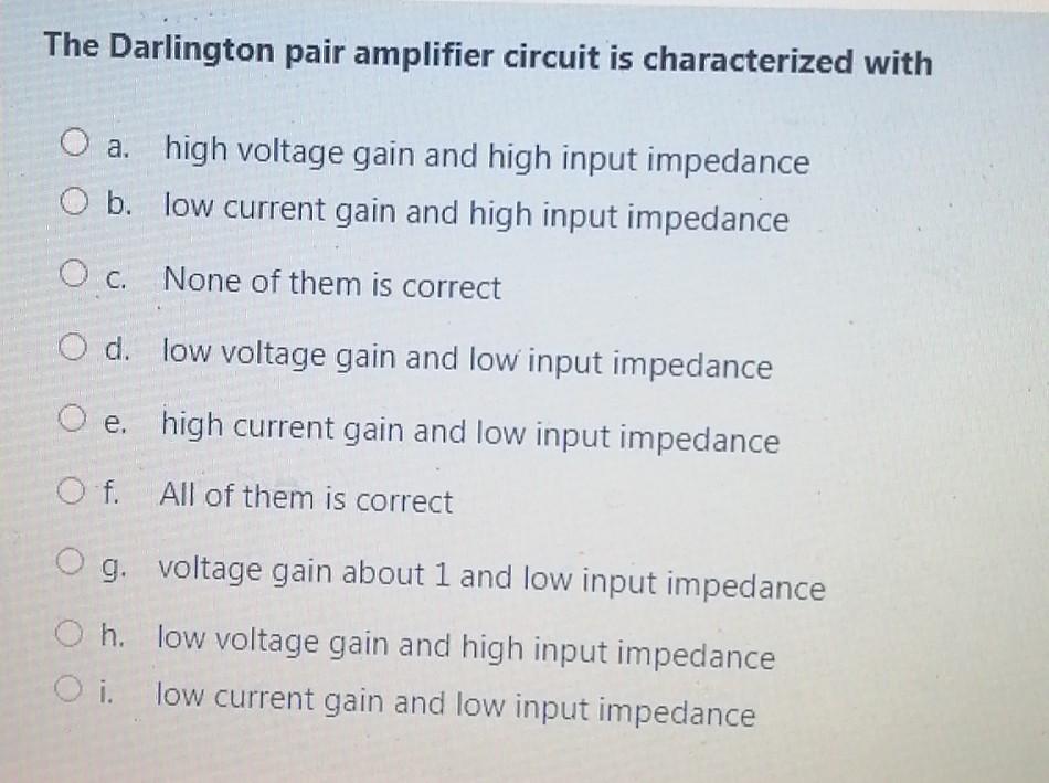 Solved The Darlington Pair Amplifier Circuit Is Chegg