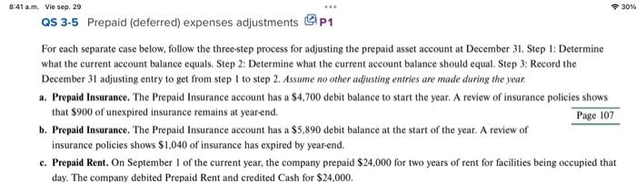 Solved QS 3 5 Prepaid deferred expenses adjustments 누 P1 Chegg