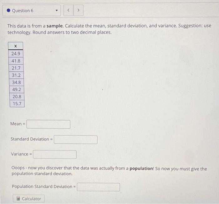 Solved This Data Is From A Sample Calculate The Mean Chegg