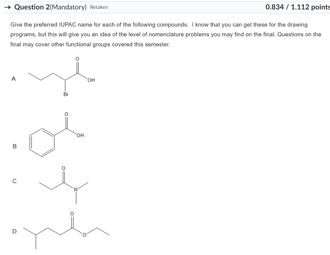 Solved Give The Preferred Iupac Name For Each Of The Chegg