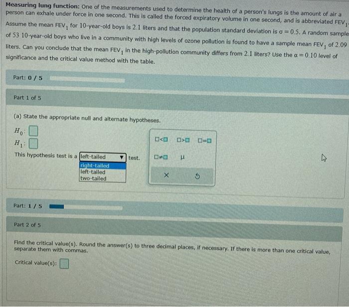 Solved Measuring Lung Function One Of The Measurements Used Chegg