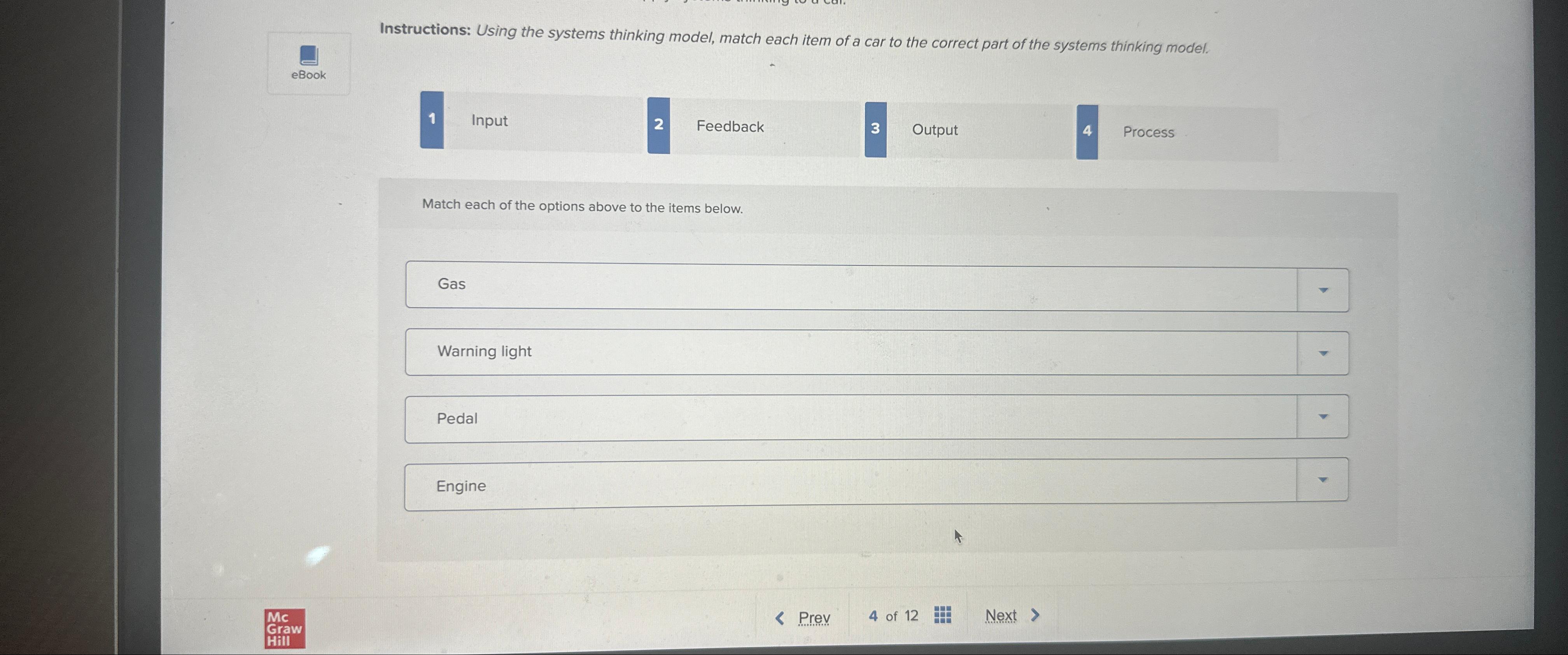 Solved Instructions Using The Systems Thinking Model Match Chegg