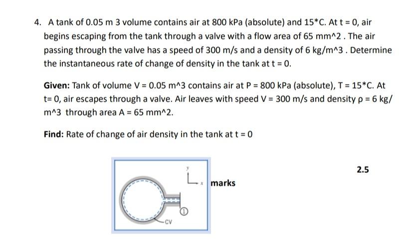 Solved 4 A Tank Of 0 05 M 3 Volume Contains Air At 800 KPa Chegg