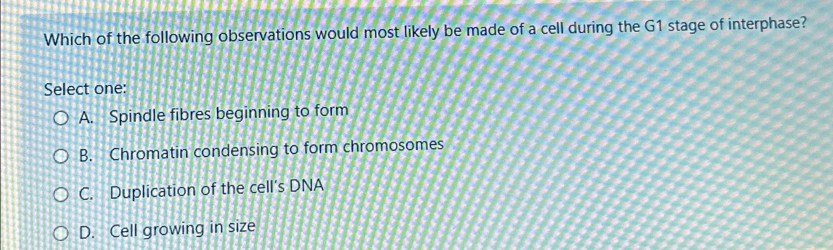 Solved Which Of The Following Observations Would Most Likely Chegg