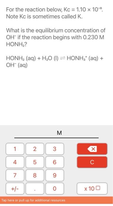 Solved For The Reaction Below Kc Note Kc Is Chegg