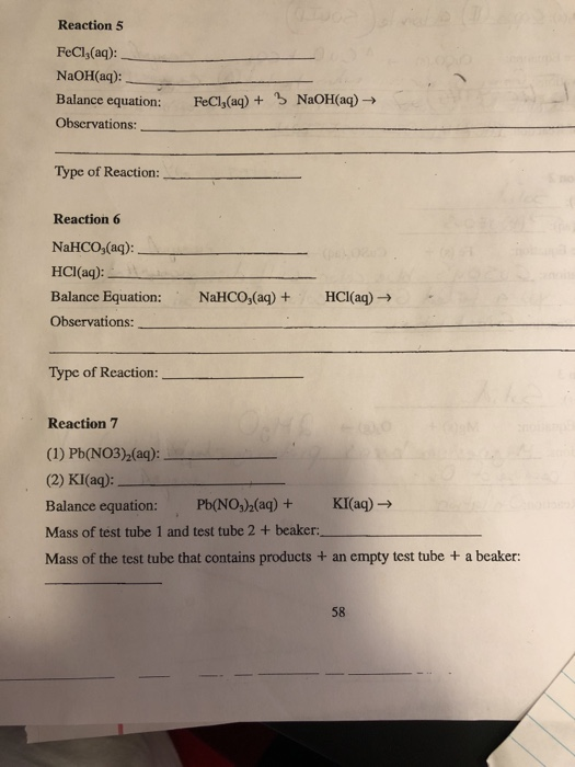 Solved Reaction 5 FeCl3 Aq NaOH Aq Balance Equation Chegg