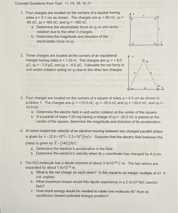 Solved 1 Four Charges Are Located On The Comers Of A Square Chegg