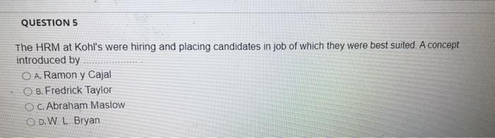 Solved QUESTIONS The HRM At Kohl S Were Hiring And Placing Chegg