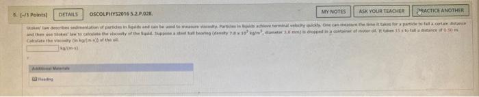 Solved Stokes Law Describes Sedimentation Of Particles In Chegg