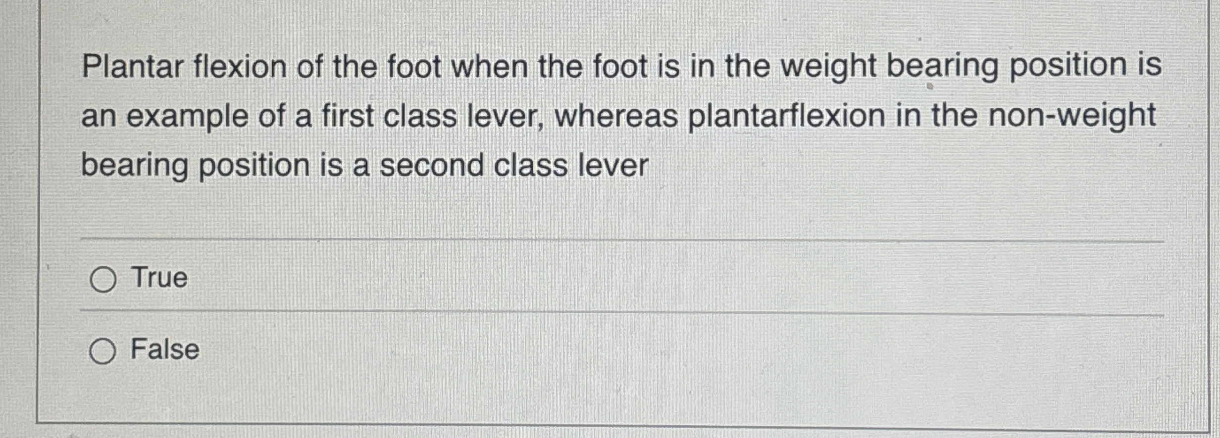 Solved Plantar Flexion Of The Foot When The Foot Is In The Chegg