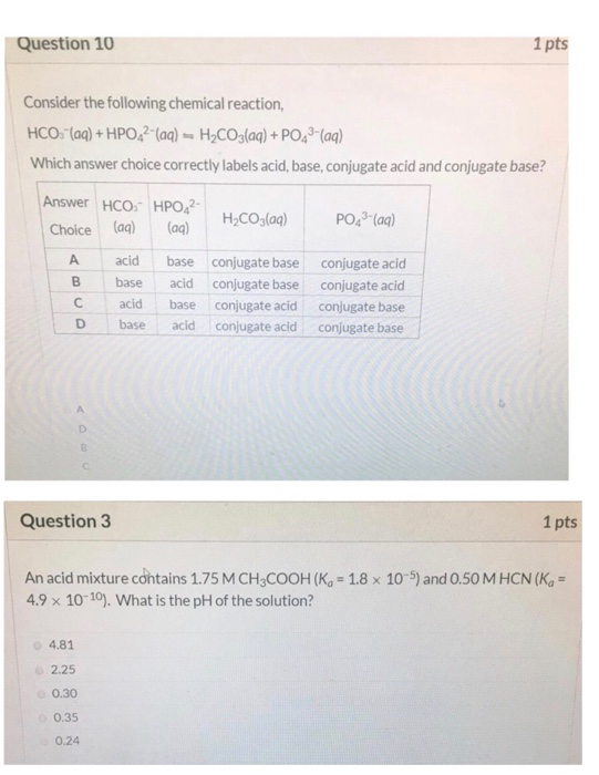 Solved Question Pts Consider The Following Chemical Chegg