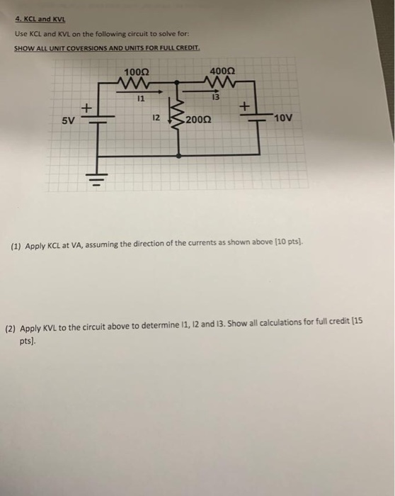 Solved Kcl And Kvl Use Kcl And Kvl On The Following Chegg