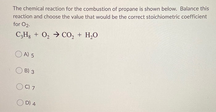 Solved The Chemical Reaction For The Combustion Of Propane Chegg