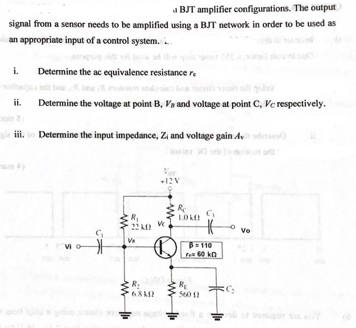 Solved BJT Amplifier Configurations The Output Signal From Chegg