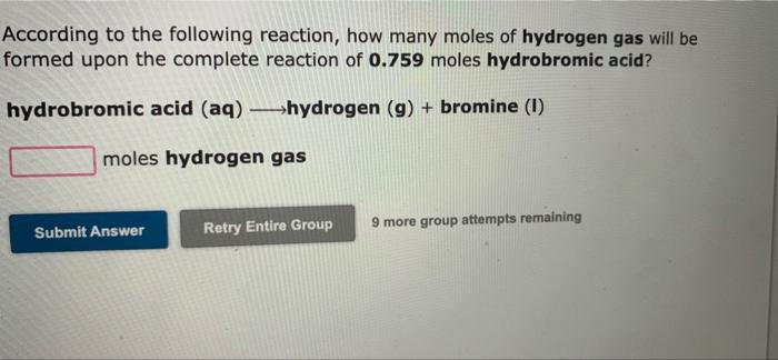 Solved According To The Following Reaction How Many Moles Chegg