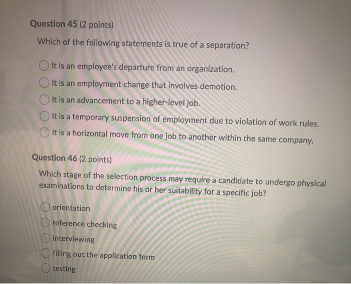 Solved Question Points Which Of The Following Chegg