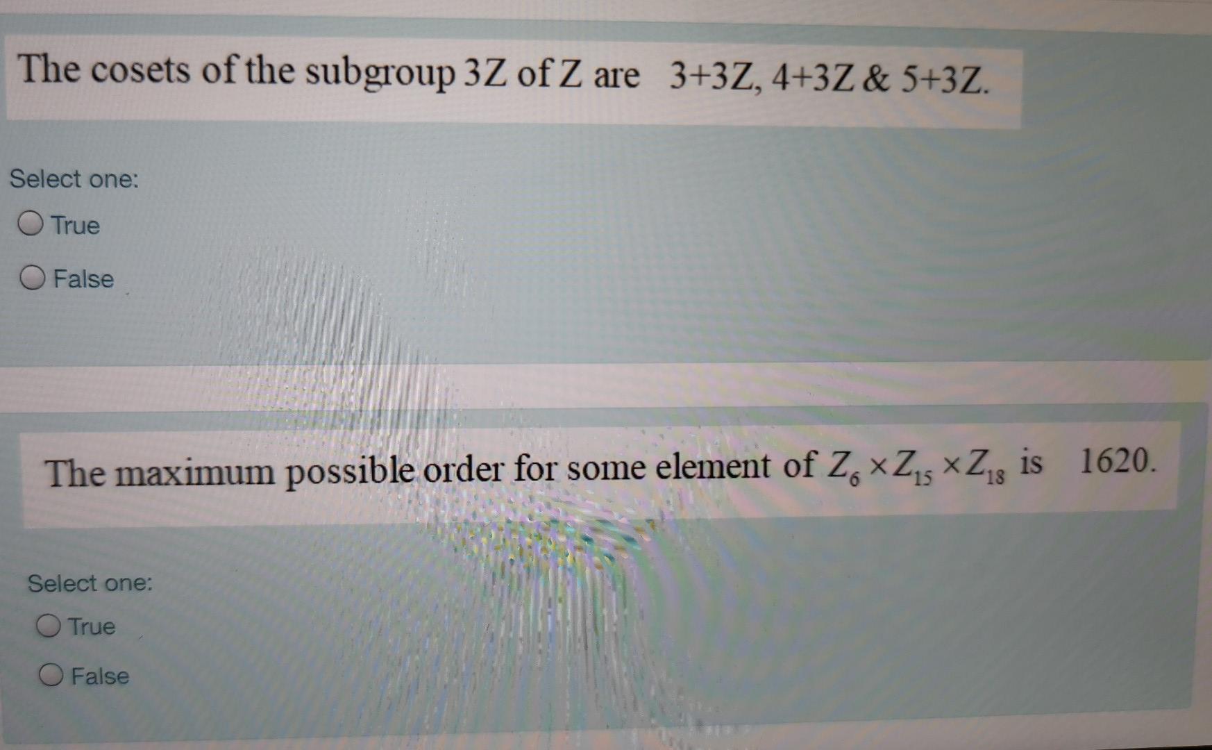 Solved The Cosets Of The Subgroup Z Of Z Are Z Z Chegg