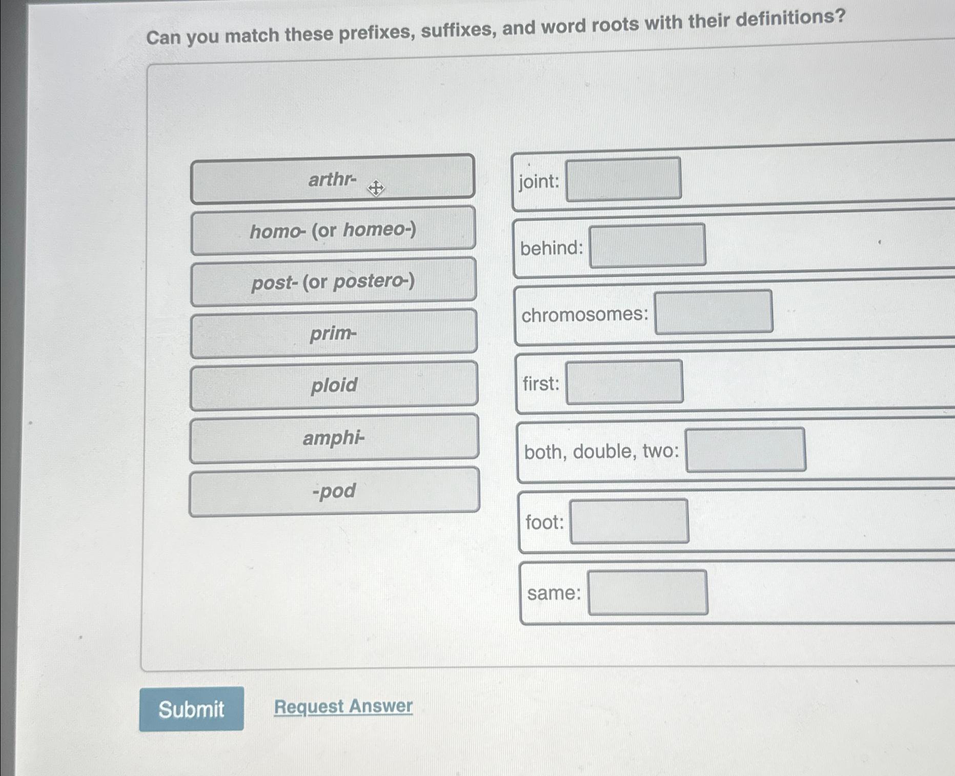 Solved Can You Match These Prefixes Suffixes And Word Chegg