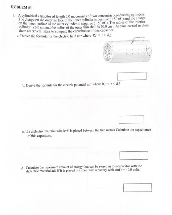 Solved A Cylindrical Capacitor Of Length M Consists Chegg