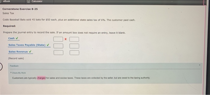 Solved EBook Calculator Cornerstone Exercise 8 25 Sales Tax Chegg