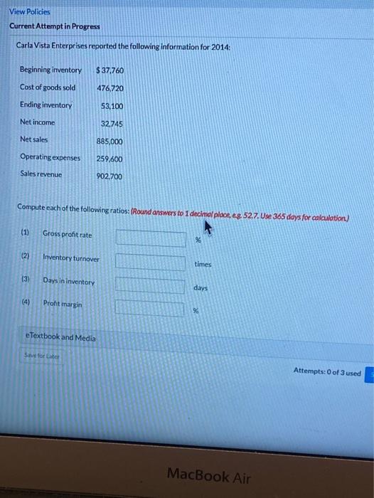Solved View Policies Current Attempt In Progress Carla Vista Chegg