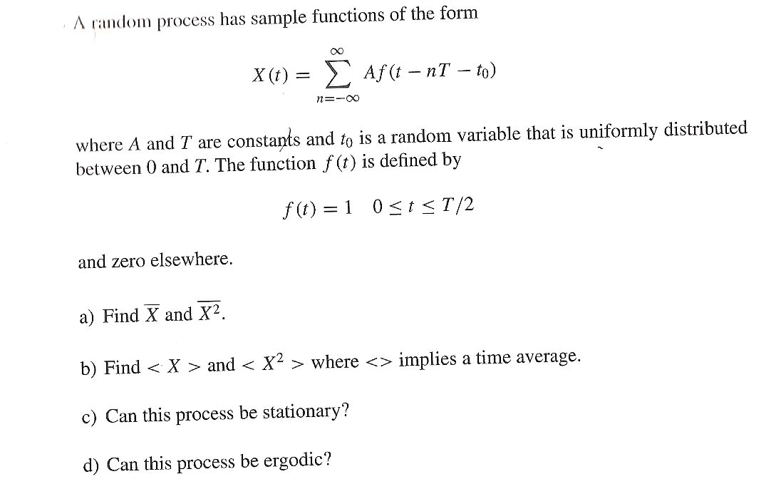 A Random Process Has Sample Functions Of The Form Chegg