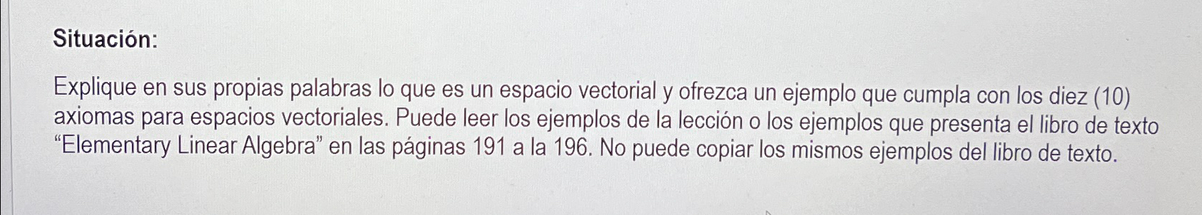 Solved Situación Explique en sus propias palabras lo que es Chegg