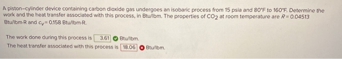 Solved A Piston Cylinder Device Containing Carbon Dioxide Chegg