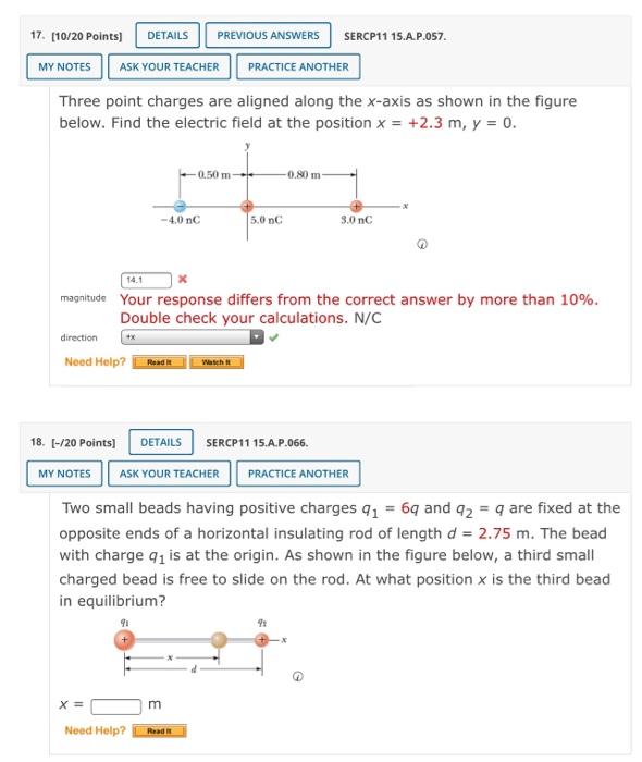 Solved DETAILS 17 10 20 Points PREVIOUS ANSWERS SERCP11 Chegg