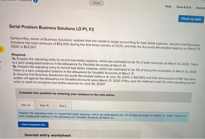 Solved Saved Help Save Exit Submit Check My Work Serial Chegg