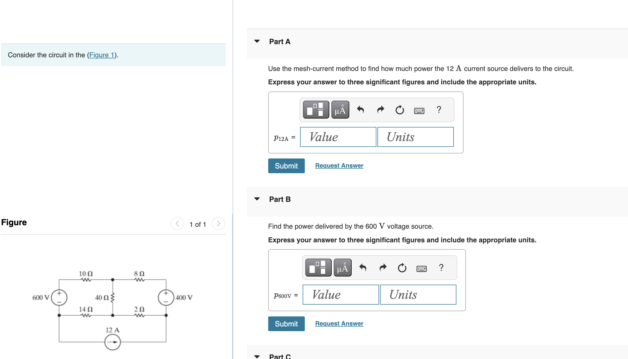 Solved Part AConsider The Circuit In The Figure 1 Use The Chegg