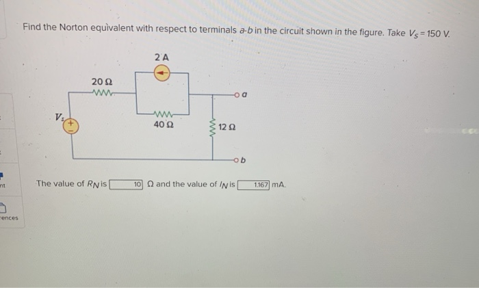 Solved Find The Norton Equivalent With Respect To Terminals Chegg